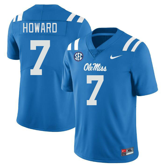 Men #7 Walker Howard Ole Miss Rebels College Football Jerseys Stitched Sale-Power Blue